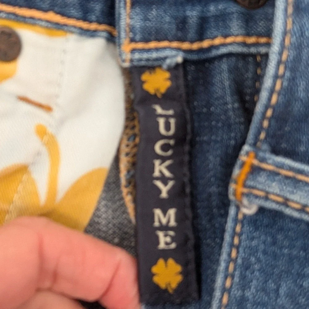 Lucky Brand‎ Abbey Short Women 12/31 Blue Fray Cuff Denim Jean Shorts Boho Y2K